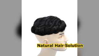 Mens Toupee Natural Black Full Lace Hair System