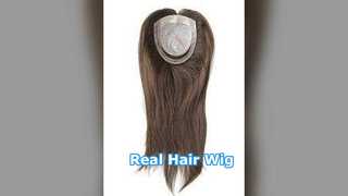 Perruque de cheveux humains raides brun naturel